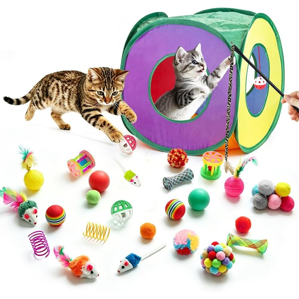 Cat Tunnel Toy - Lot de 33 jouets pour chats