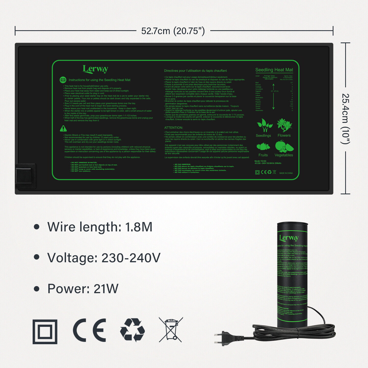 LERWAY 21W tapis chauffant pou - Reptile Heating Mat avis et prix